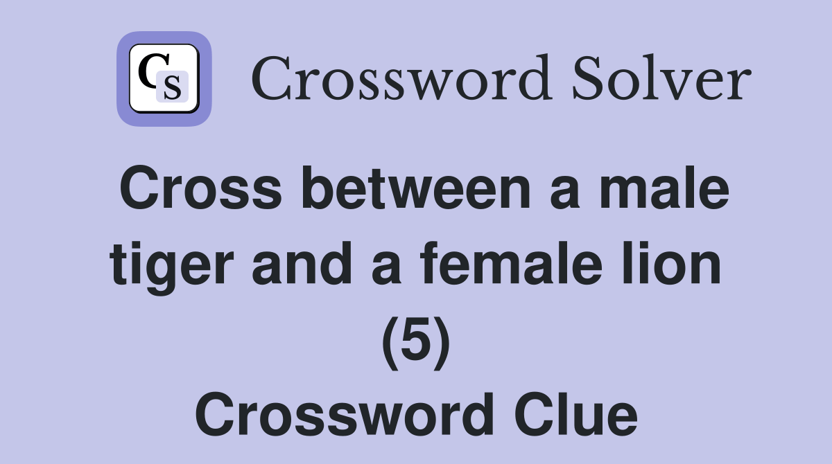 Cross between a male tiger and a female lion (5) - Crossword Clue